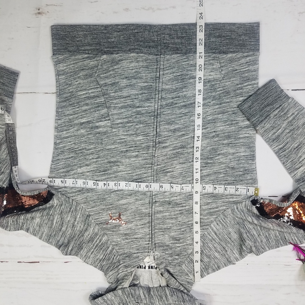 Nwt VS PINK GRAY BLING FLEECE ZIP SWEATER SMALL - Picture 5 of 5